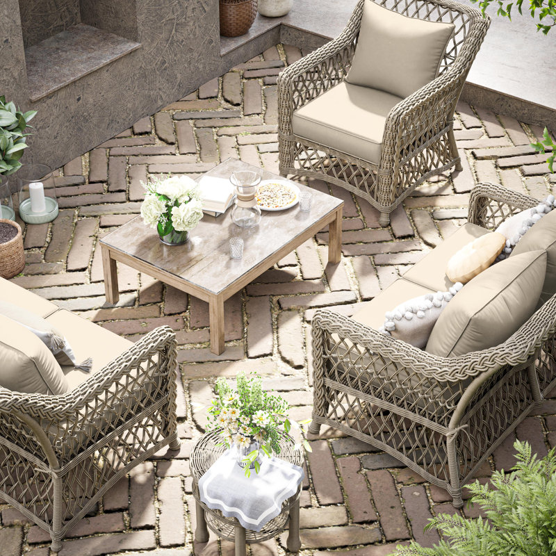 Outdoor Deep Seating Cushion Set Indoor And Outdoor Seat / Back Cushion, Available In 4 Sizes, Cream, 24" H x 24" W