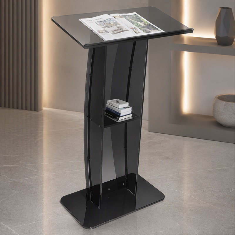 Podium en acrylique, support de 47 po en acrylique avec large surface de lecture et tablette de rangement, acrylique Pulpits sur pied pour école de bureau