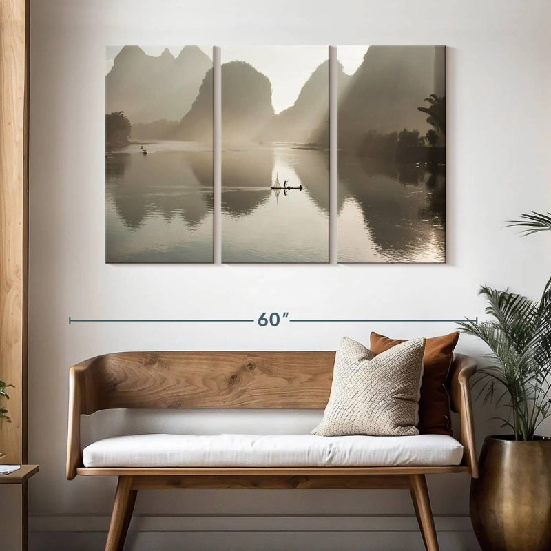 Kavia Li River Mountain Scene, 32" H x 50" W