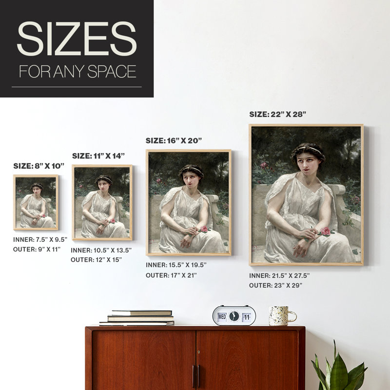 «Vintage Portrait Print», reproduction encadrée C XXVII - bois massif, Naturel, H 30 po x l 24 po
