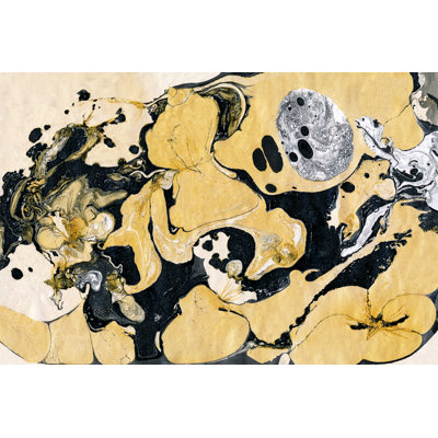 Golden And Black Marble Background. by Asya_mix - Wrapped Canvas Print