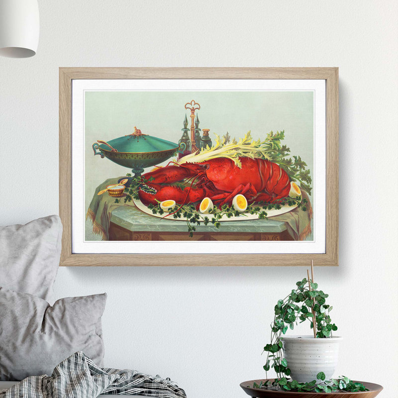 Still Life with Lobster - Framed Print, Oak Framed, 48cm H x 65cm W x 2cm D