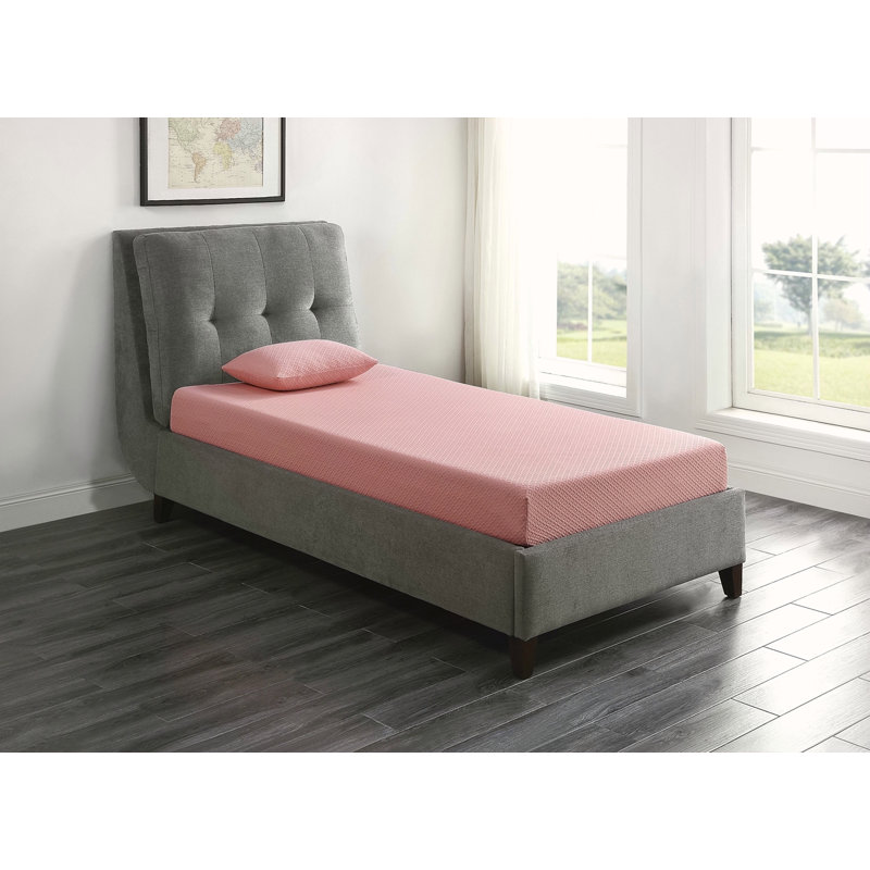Twin Mattress And Pillow Set Breathable Fabric Gel-Infused Memory Foam Mattress, Pink, Mattress In A Box