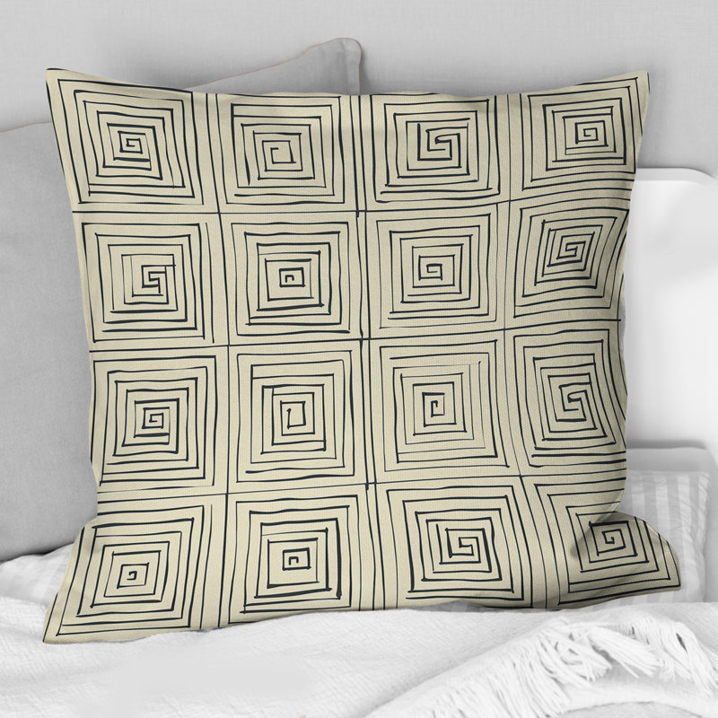 Coussin décoratif noir beige Mid-Century Tile Dream II - Mid-Century, H 16 po x l 16 po