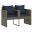  Canapé de jardin avec coussin 8 pièces en rotin gris et bleu marine-1045993948