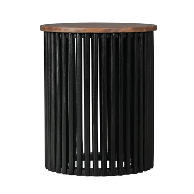 ACACIA SOLID WOOD SIDE TABLE,NATURAL & BLACK COLOR