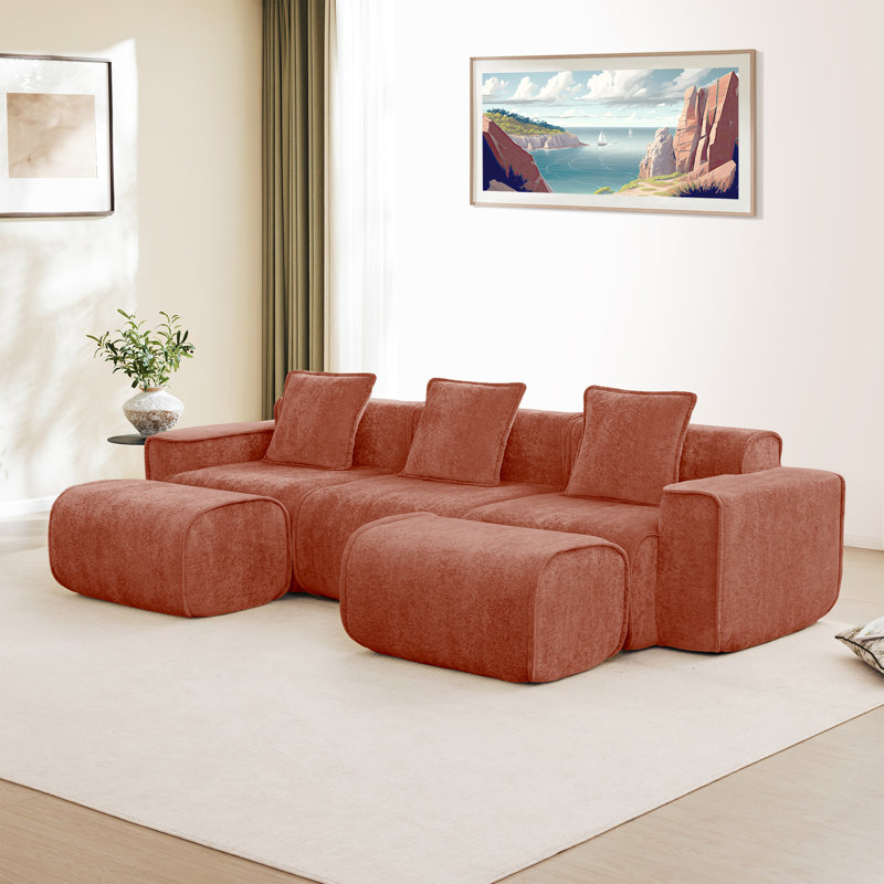 Canapé modulaire Boneless, H 31,1 po x l 108,66 po x P 59,84 po, 5, Rouge