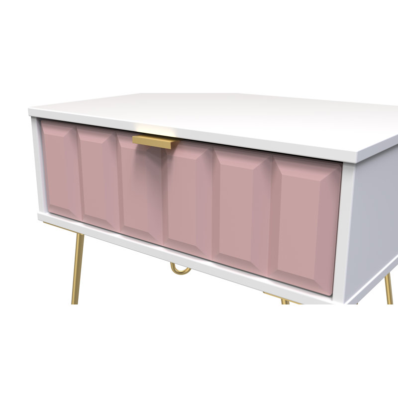 Allem 58cm W Manufactured Wood Bedside Table, Kobe Pink/White