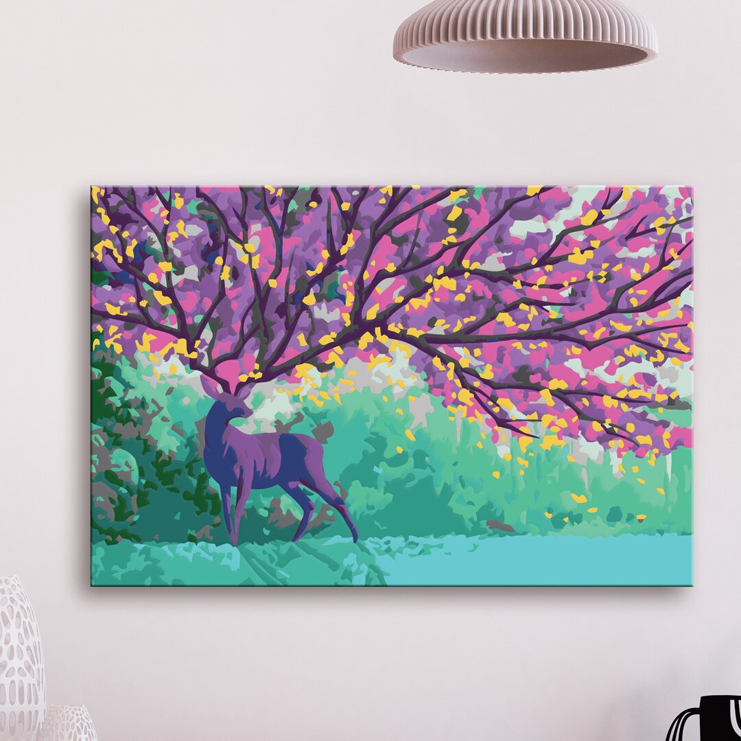 Leinwandbild Purple Deer Malen nach Zahlen