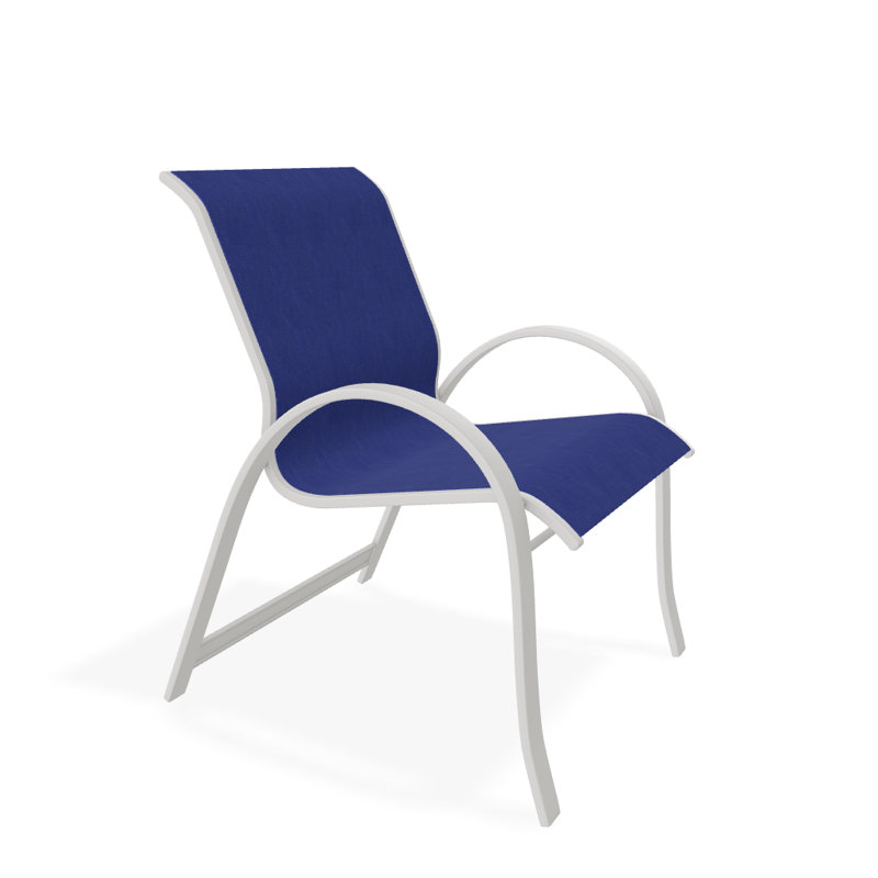 Fauteuil de salle à manger empilable Hiraku, Atlantis bleu royal Sunbrella®, Neige
