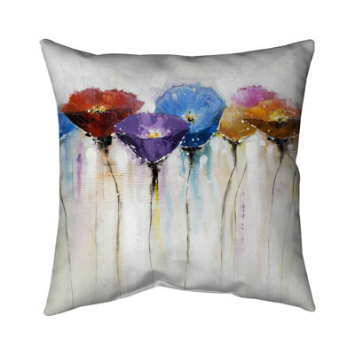 Colorful flowers - 16"x16" Throw pillow cover - Poly twill - Print on demand
