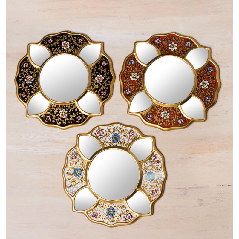Ensemble de miroirs muraux 3 pièces Cesari, Rouge / blanc / noir