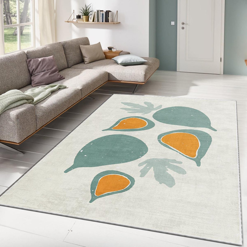 Non-Slip Area Rug, 100% Polyester, 47.2 x 70.9 inches | Raschel Knitting, Pile Height: 0.4 inches | Woven Carpet with Felt Dot Underside, Machine Washable | Stylish Digital Print Design for Home Decor