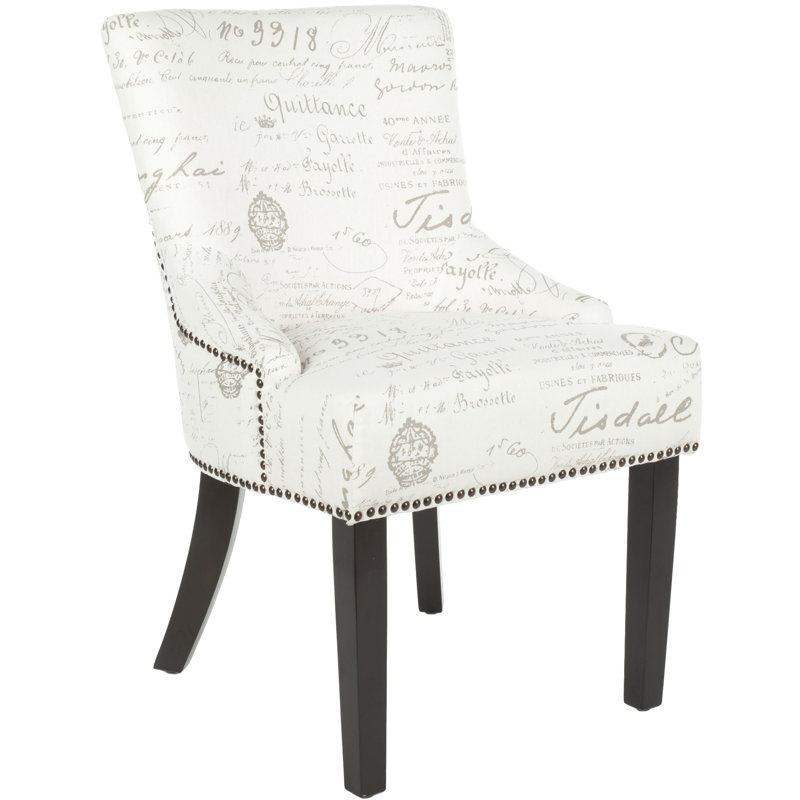 Bronte-May Tufted Upholstered Side Chair, Eggshell, Espresso