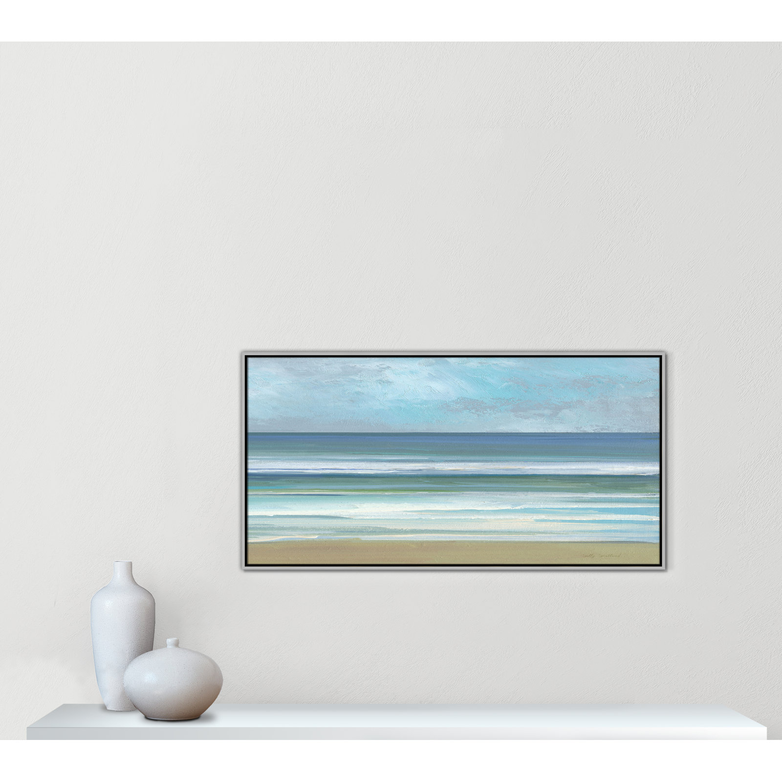 Abita "Gentle Waves II" Print by Sally Swatland, 25.5" H x 49.5" W, Silver