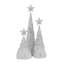 Ensemble de 3 arbres de Noël en résine blanc / argent avec plateau étoile