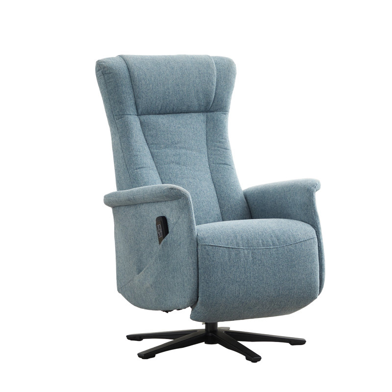 Chaput 69cm Wide Swivel Lounge Chair, Reclining, Ice Blue Polyester Blend