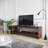 Modern TV Stand with Shelves, Walnut Color, 55.1 x 17.7 x 15.7 inches | 100% Pine Solid Wood & 8 mm Tempered Glass | Wall-Mountable, Stylish Design for Living Room & Entertainment Spaces, Durable and Functional-833686929