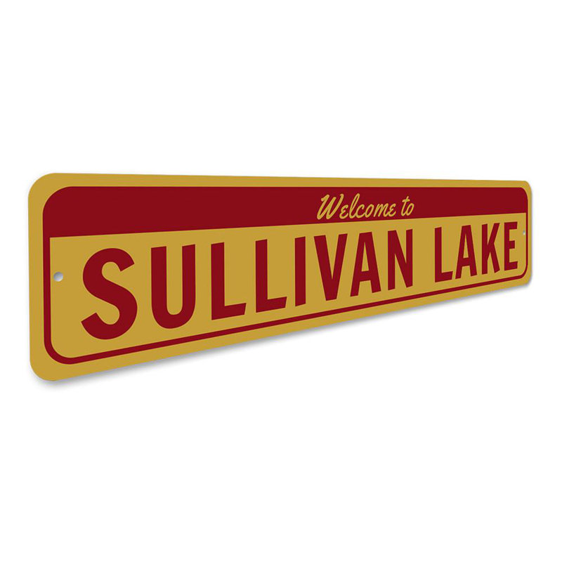 Plaque en aluminium Welcome Lake, H 6 po x l 24 po x P 0,06 po