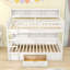 Lit superposé simple au-dessus d'un lit simple en bois avec tiroir de rangement intégré et tablettes robustes-2123004827
