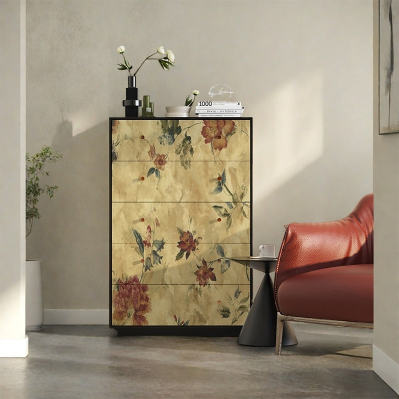 Armoire de rangement en bois de noyer avec tiroirs