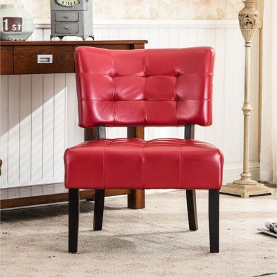 Fauteuil d'appoint surdimensionné rouge avec revêtement en cuir