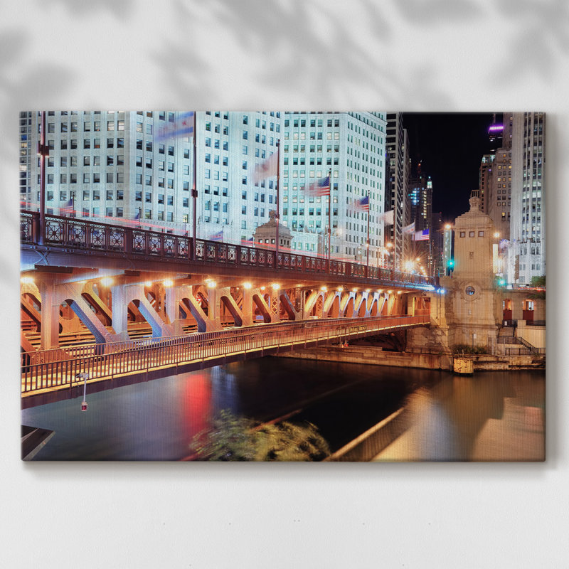 Chicago River Vi sur impression sur toile, H 32 po x l 48 po x P 1,5 po