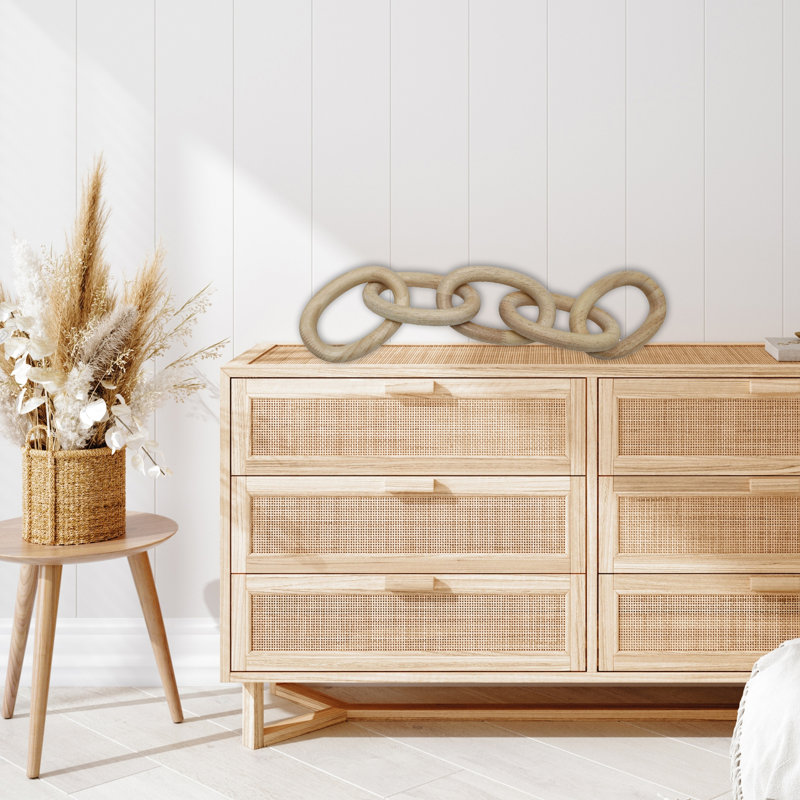 Chaîne ovale en bois avec plateau de table