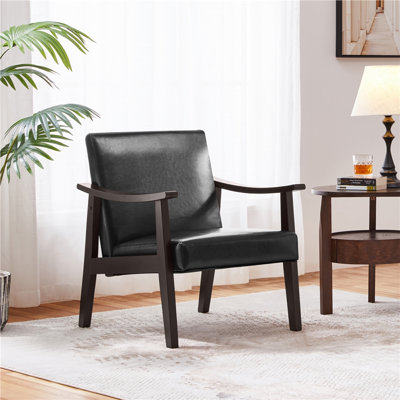 Asmat 24.5" W Mid-Century Modern Armchair with Solid Wood Legs