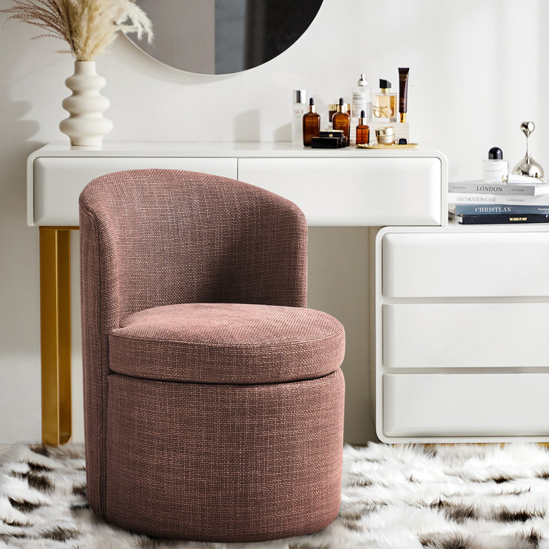 Chrysten 24''W Modern Channel-Tufted Backrest Dining Chair with Wheels, Red