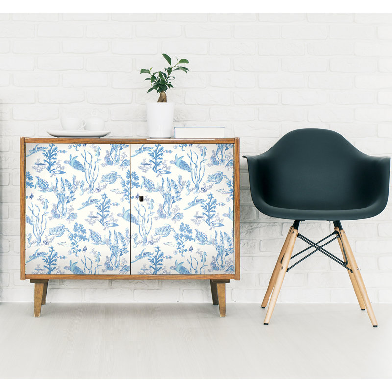 Garparilla Vinyl Peel & Stick Wallpaper Double Roll, Azure