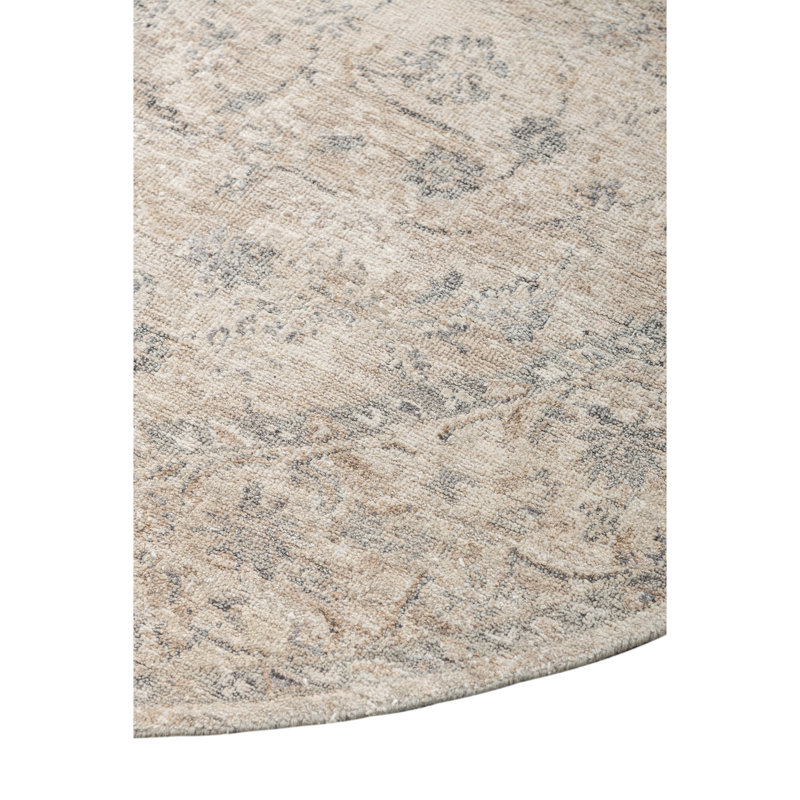 Hand Knotted Area Rug in Ivory And Grey, Round 6'