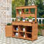 Table de jardin rustique avec huche, 6 tiroirs, tablettes, 2 armoires et crochets latéraux-1954536371