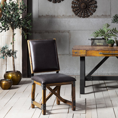 Faux Leather Dining Chair With Solid Wood Support Industrial Style Chair: Frame & Seat For Comfort