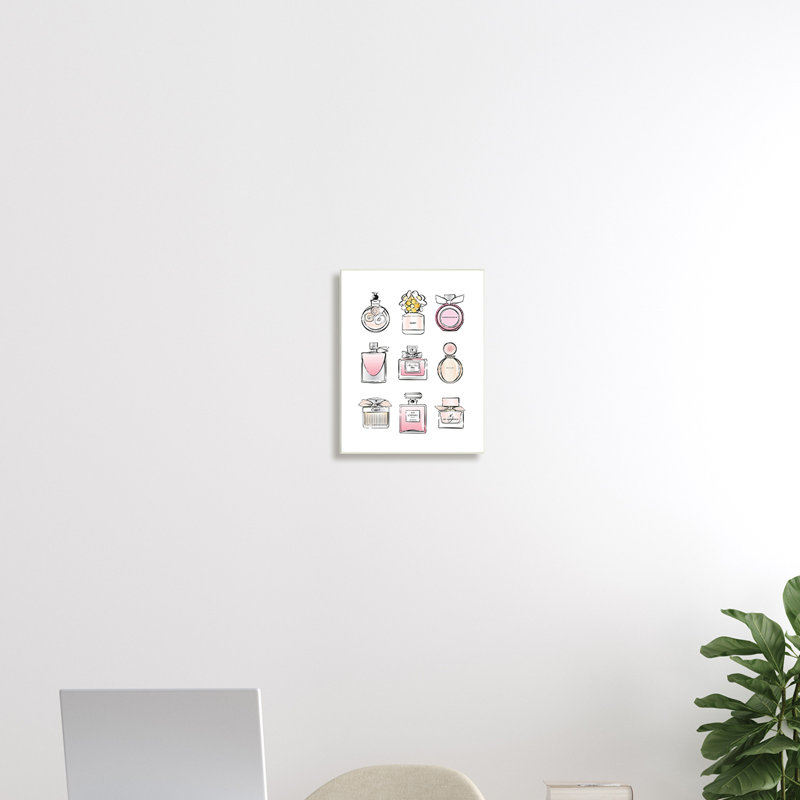 Parfum, bouteille, glamour, chic, moderne, mode, illustrations, Plaque murale, H 15 po x l 10 po