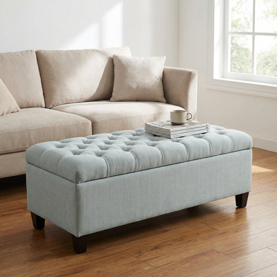Banc de rangement avec repose-pieds et banc de rangement avec charnières de sécurité et repose-pieds