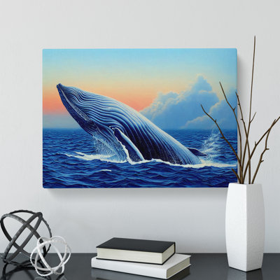 Whale Art Painting - Wrapped Canvas