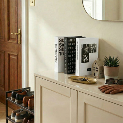 Boîte à livres décorative blanche et noire, S / 3