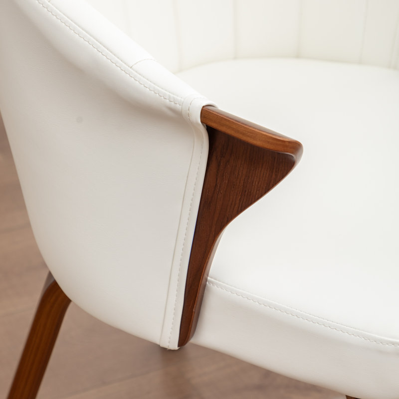 Chaise de salle à manger rembourrée en similicuir Devault, Blanc