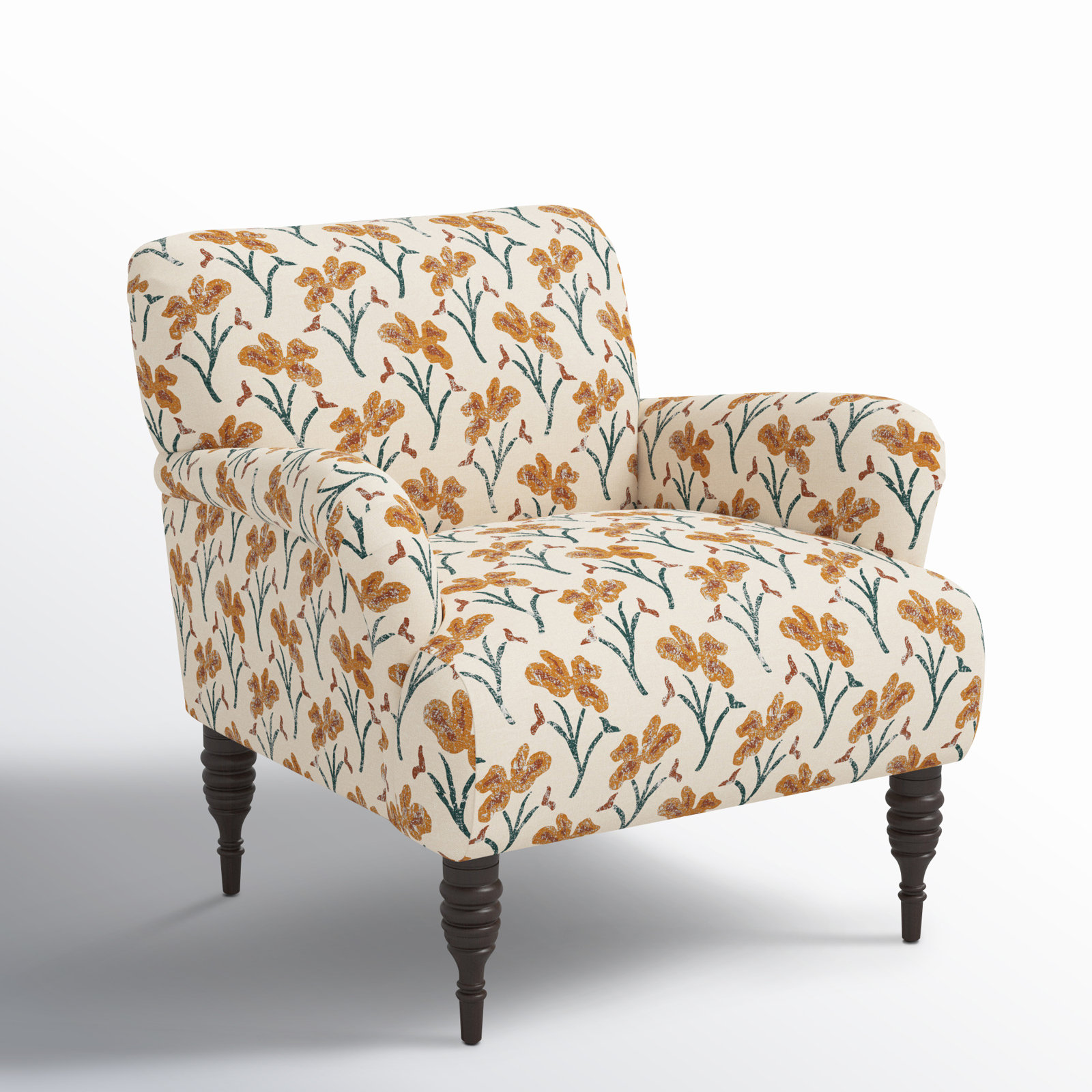 Allura Armchair, Vanves Floral Ochre Teal