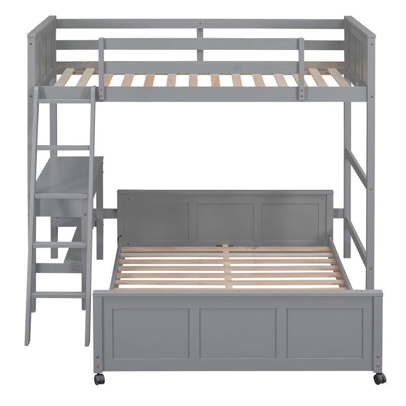 Lit superposé avec bureau, Gris, Jumeaux sur complet