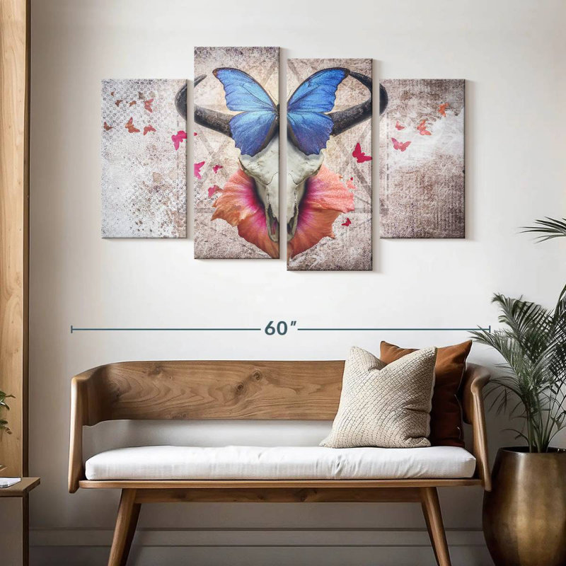 Tête de mort papillon Kerner, H 32 po x l 52 po