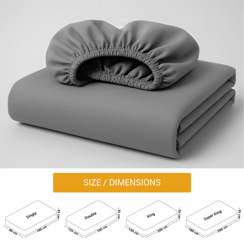 Luxury 100% Egyptian Cotton Fitted Sheet – Extra Deep Pocket 35cm (14”), Soft, Breathable & Secure Elastic Fit, Double (4'6)