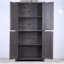 Buffet buffet, 4 portes miroir en acrylique, tablette réglable - brun foncé