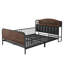 Structure de lit plateforme pleine grandeur en métal avec lumière, lit double en métal pour enfants avec tête de lit tapissier et rangement-199360952-199360955