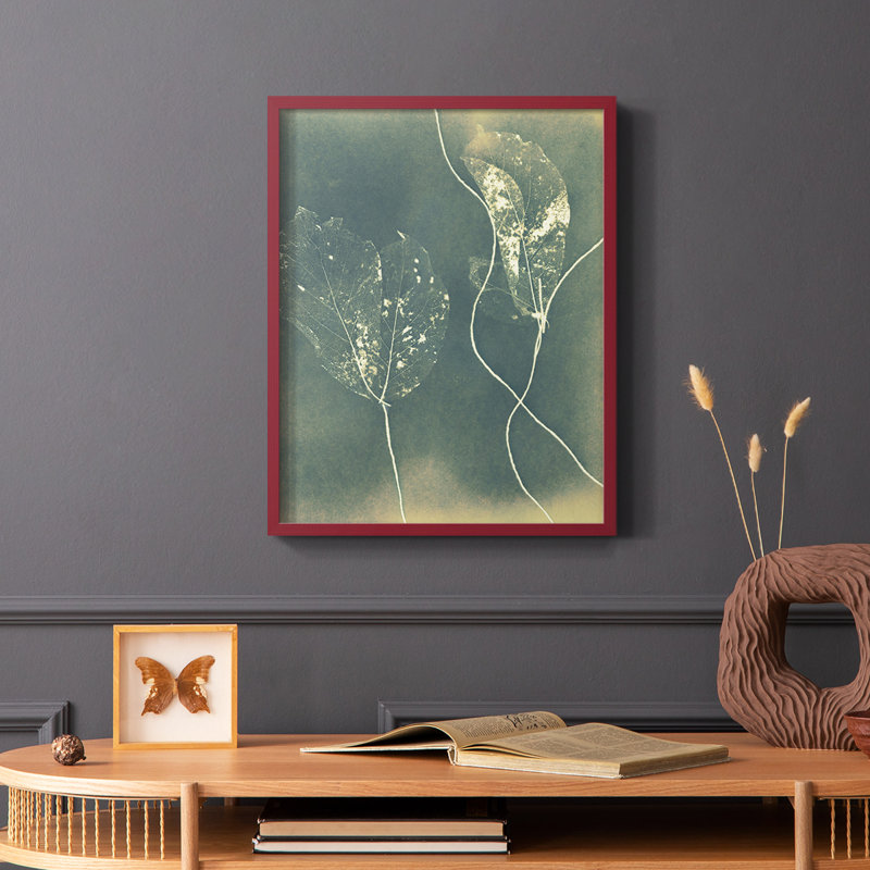 Ghost Leaves Framed Print - Solid Wood, Red, 10" H x 8" W