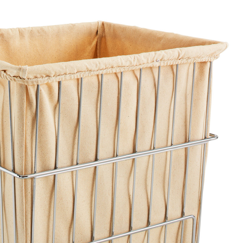 Chrome Wire Frame Stackable Laundry Hamper with Canvas Liner