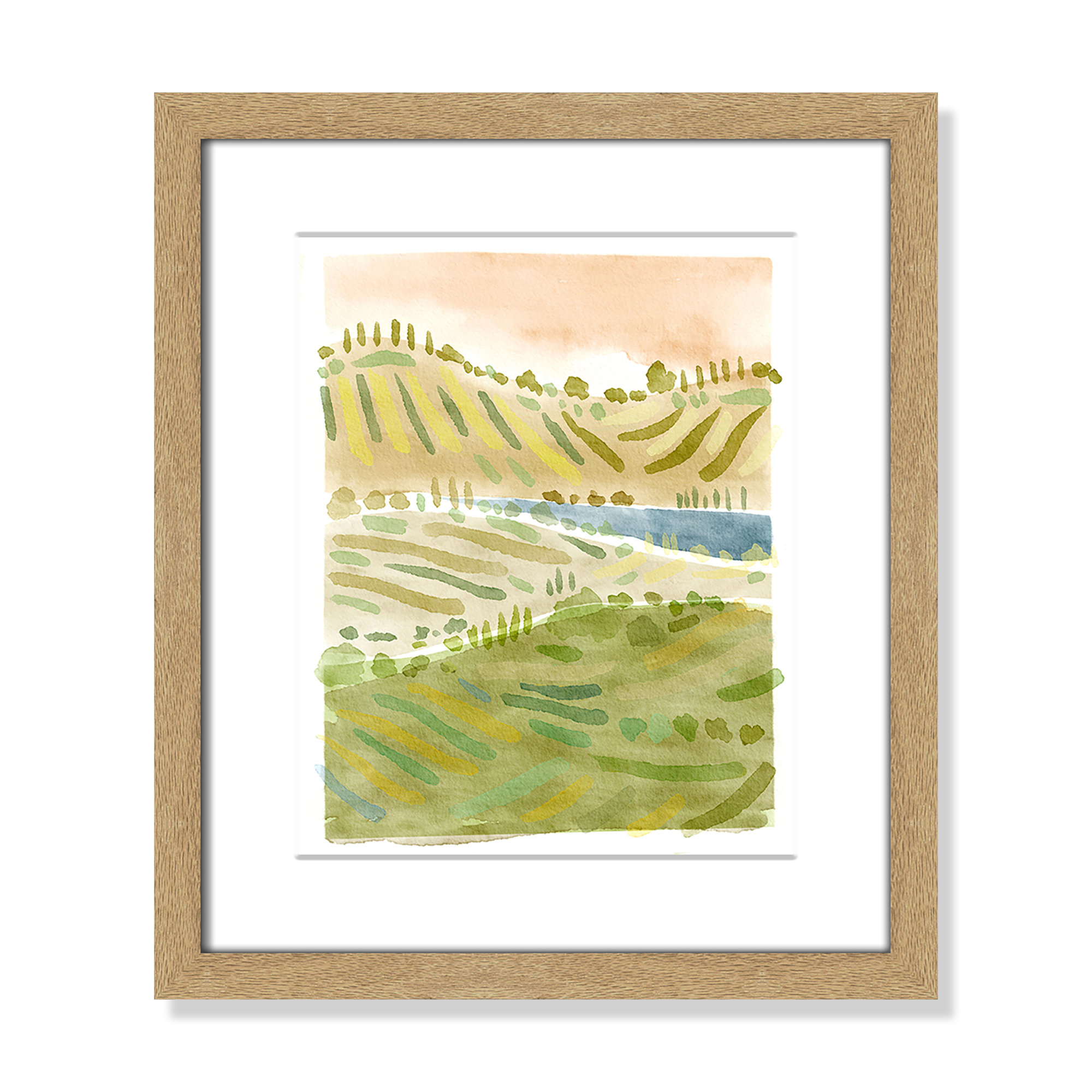 Tuscan Countryside Print by Leah Straatsma, Natural Single Picture Framed Paper, White, 15" H x 13" W x 1.25" D