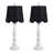 Set Of 2 White Resin Buffet Lamp With Rattan Shade