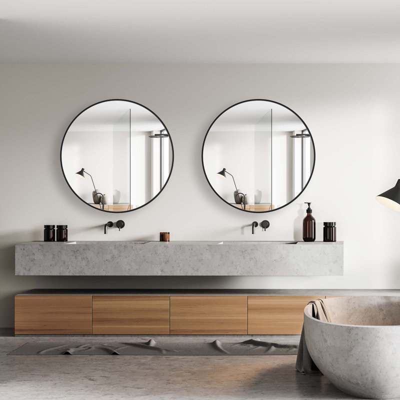 Metal Round Wall Mirror, 24" H x 24" W x 1.2" D